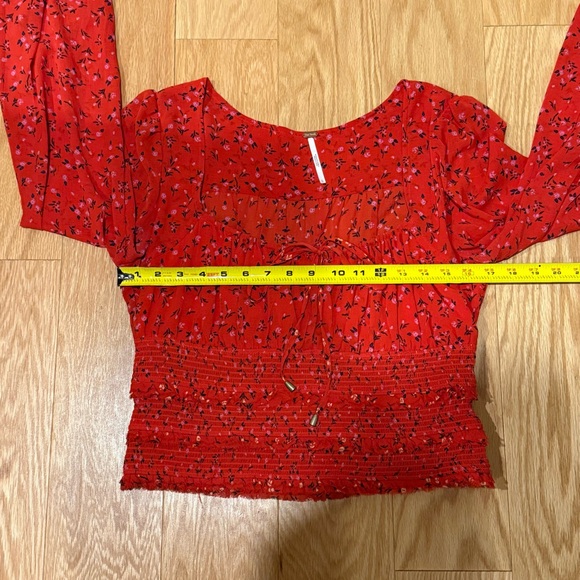 Free People Lolita Red Floral Print Ruffled Top - Size Large - Picture 14 of 14